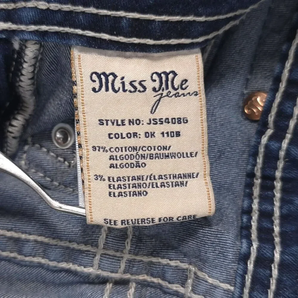 MISS ME Women's Jeans 30 Blue Midi Rise Skinny Stretch JSS408G